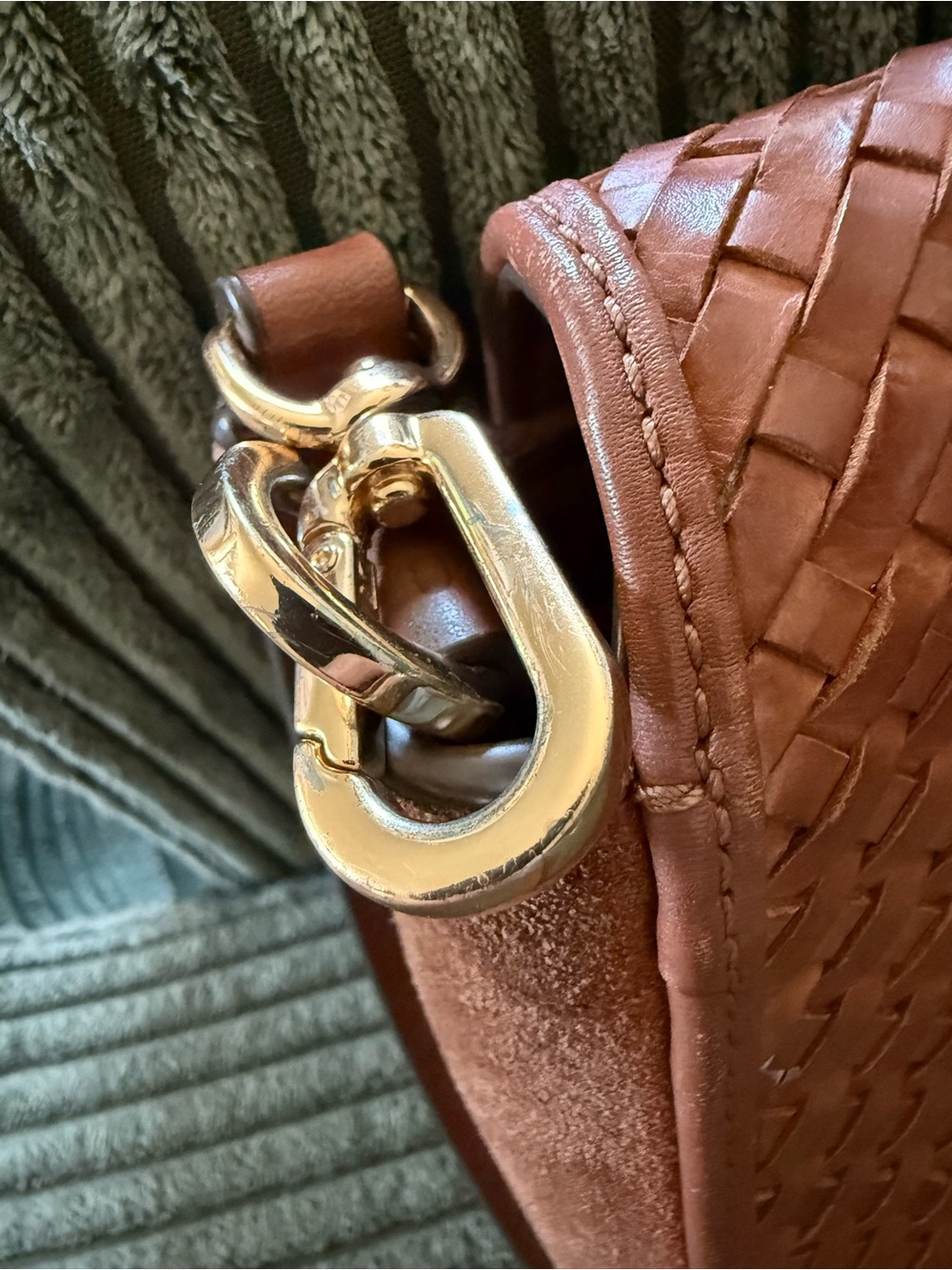 Tory Burch Woven Leather Crossbody Bag in Chestnut Brown | GUC - Picture 7 of 15
